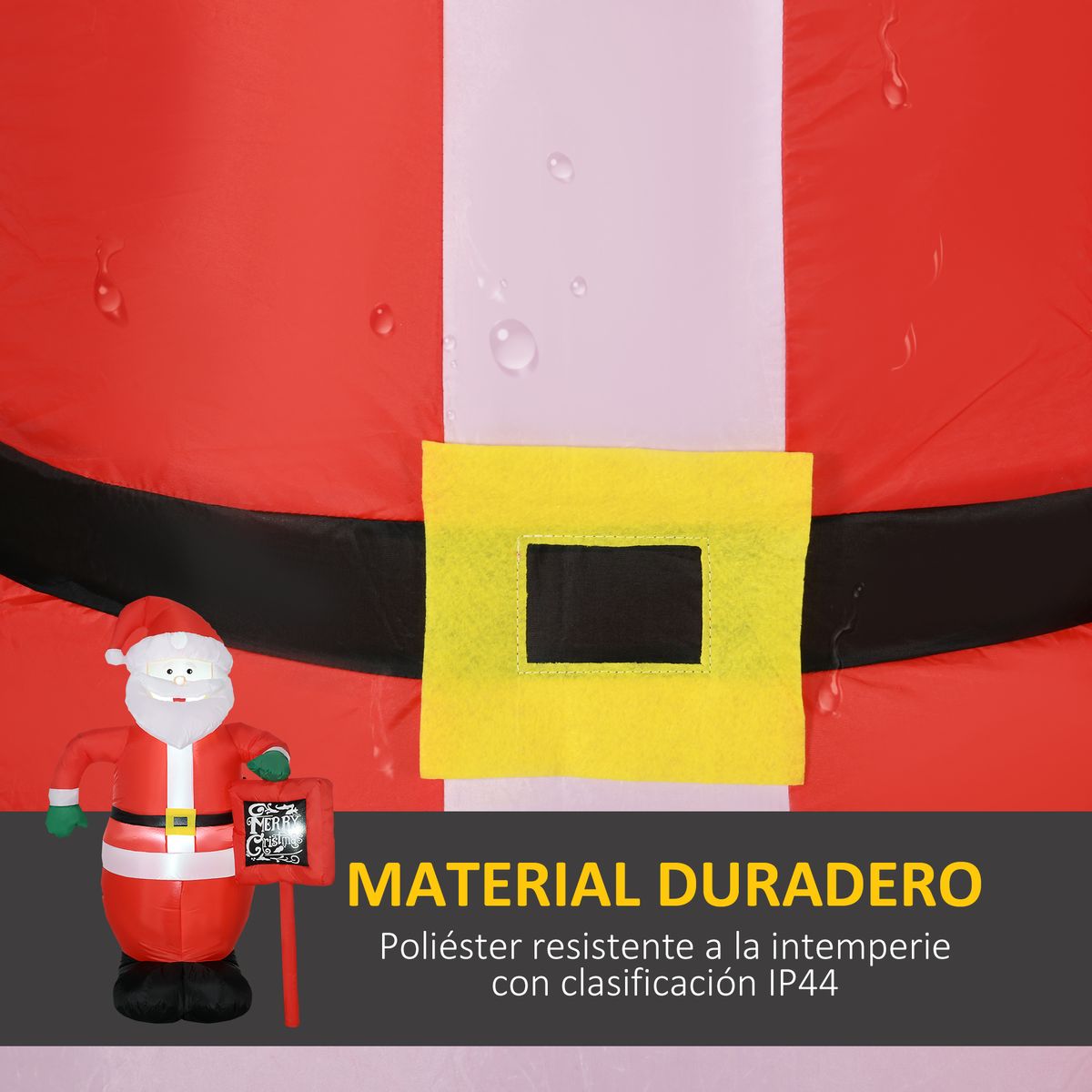 Papá Noel hinchable Homcom con 3 luces LED + inflador eléctrico multicolor 180x120x65 cm