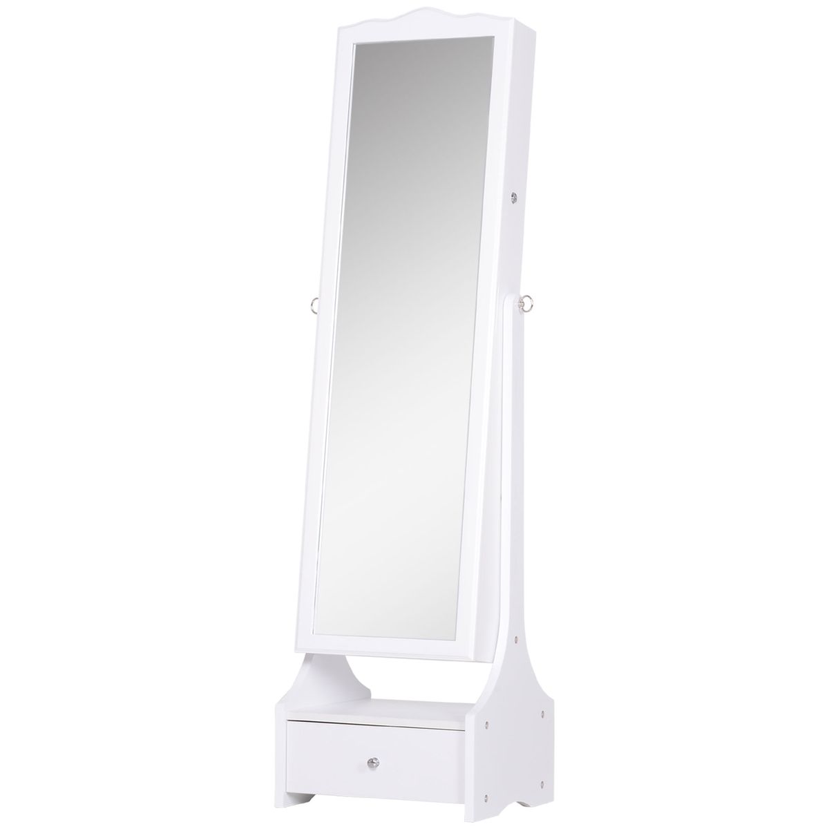 Espejo de pie Rob Homcom abatible con luces LED + puerta + cajón blanco 150x45x36 cm fondo blanco