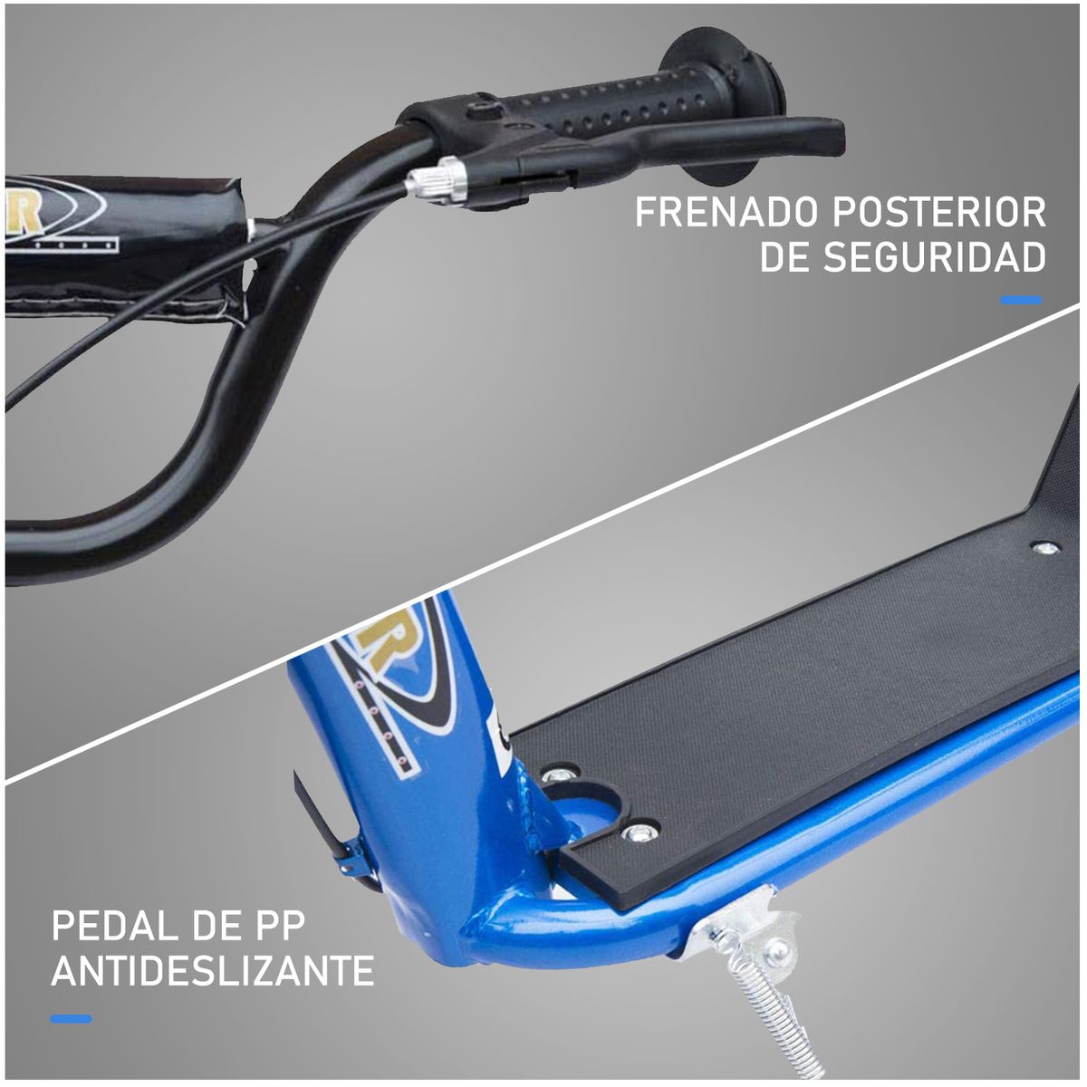 Patinete scooter Homcom 2 ruedas altura ajustable 5-12 años azul 80-88x120x52 cm