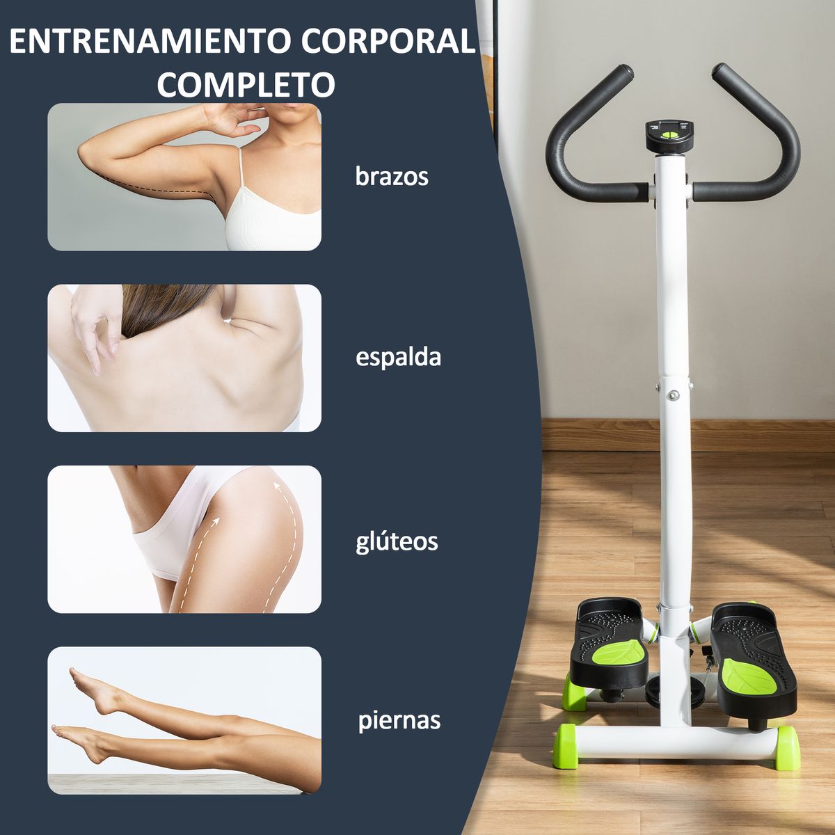 Elíptica Rade Homcom compacta con pantalla LCD blanco 108x44x55 cm