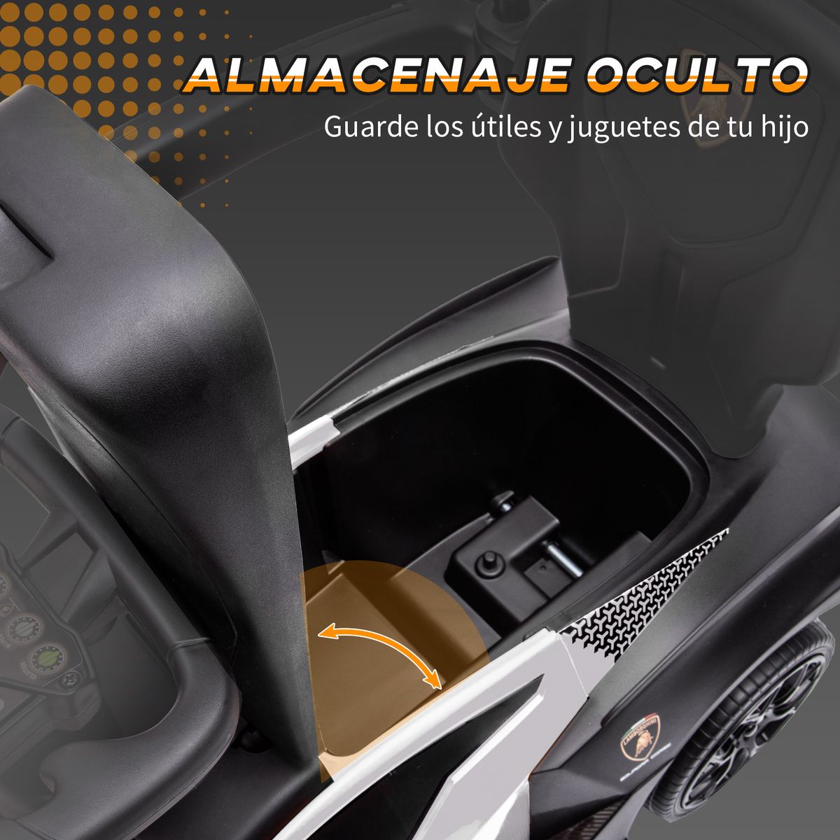 Cochecito infantil Aiyaplay con empujador + bocina 1-3 años blanco/negro 89,5x86,5x40 cm