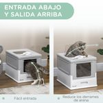 Arenero para gatos Piki PawHut plegable + puerta + bandeja gris 36,7x35,5x47,5 cm