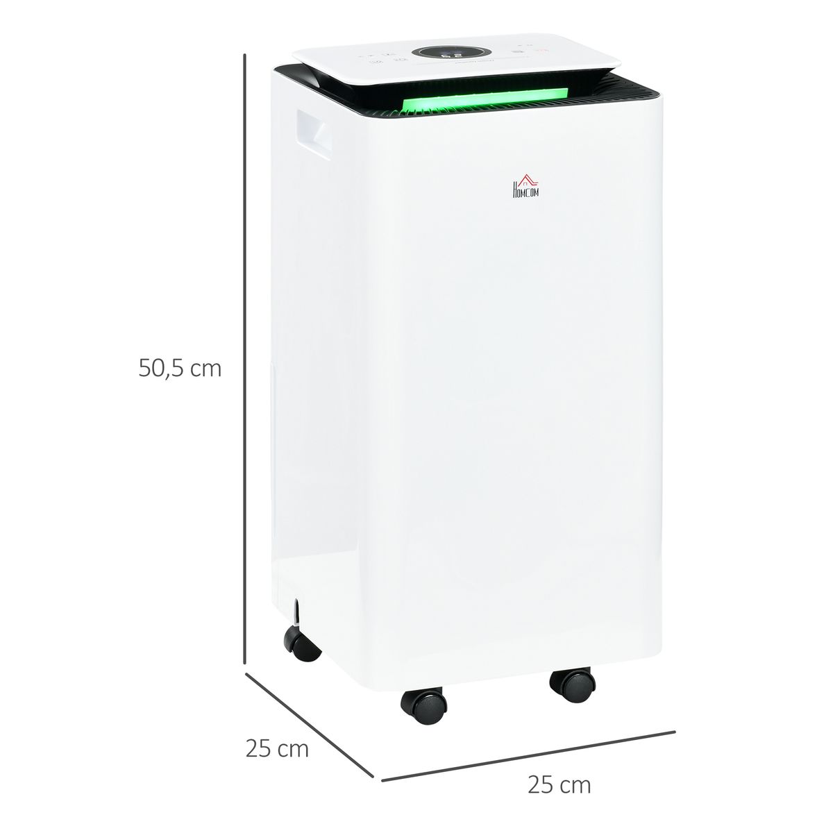 Deshumidificador eléctrico Homcom 12L 2 velocidades 5 modos blanco 50,5x25 cm medidas