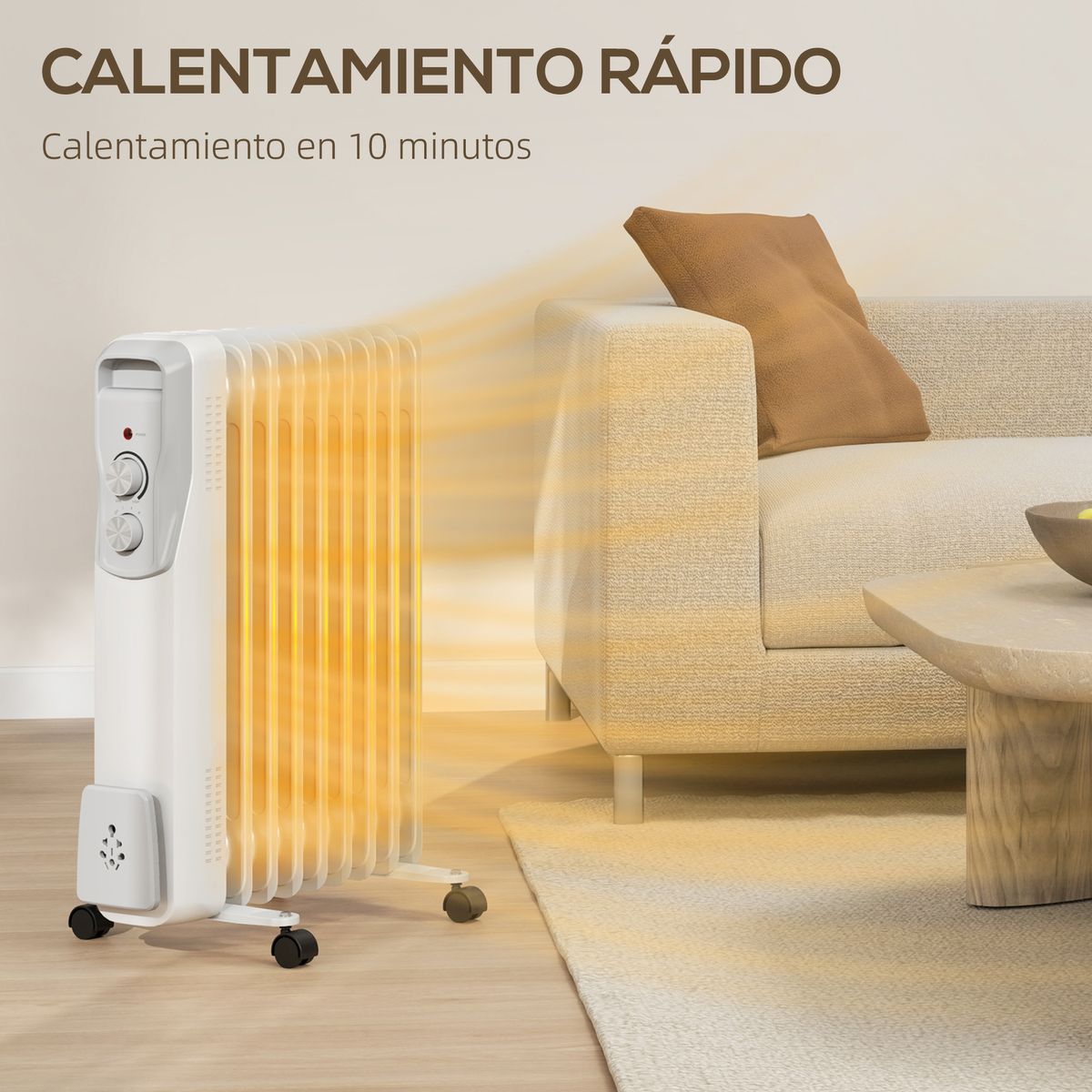 Radiador de aceite Homcom 2000W 9 elementos blanco