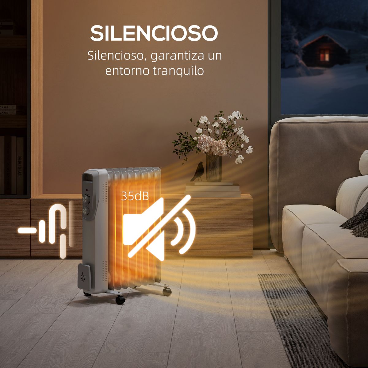 Radiador de aceite Homcom 2000W 9 elementos blanco