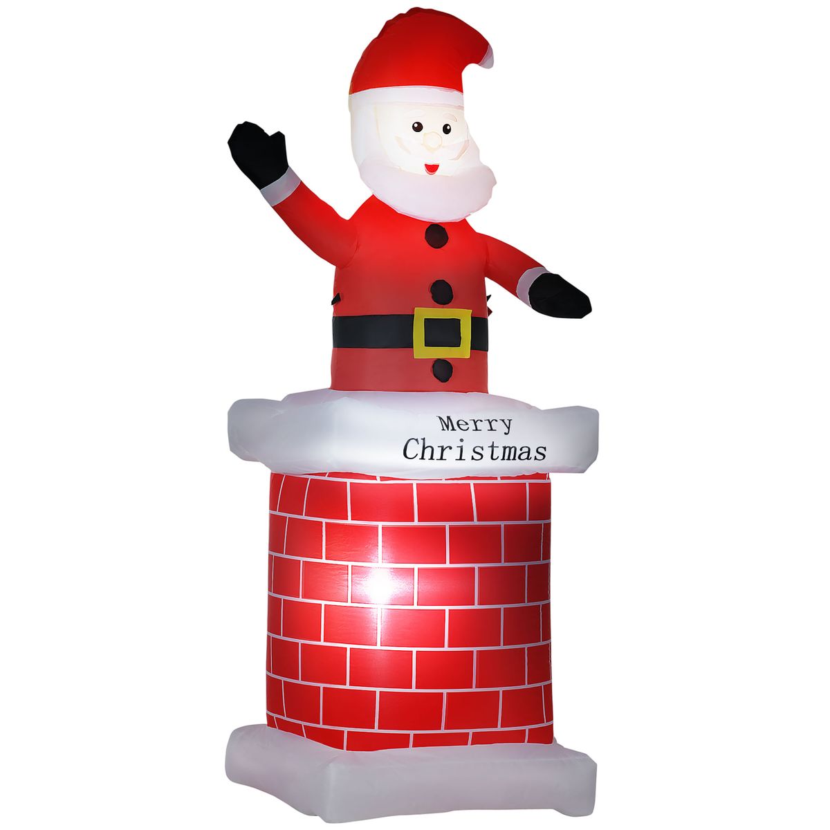 Papá Noel hinchable Homcom 2 luces LED + inflador multicolor 210x80x70 cm fondo blanco