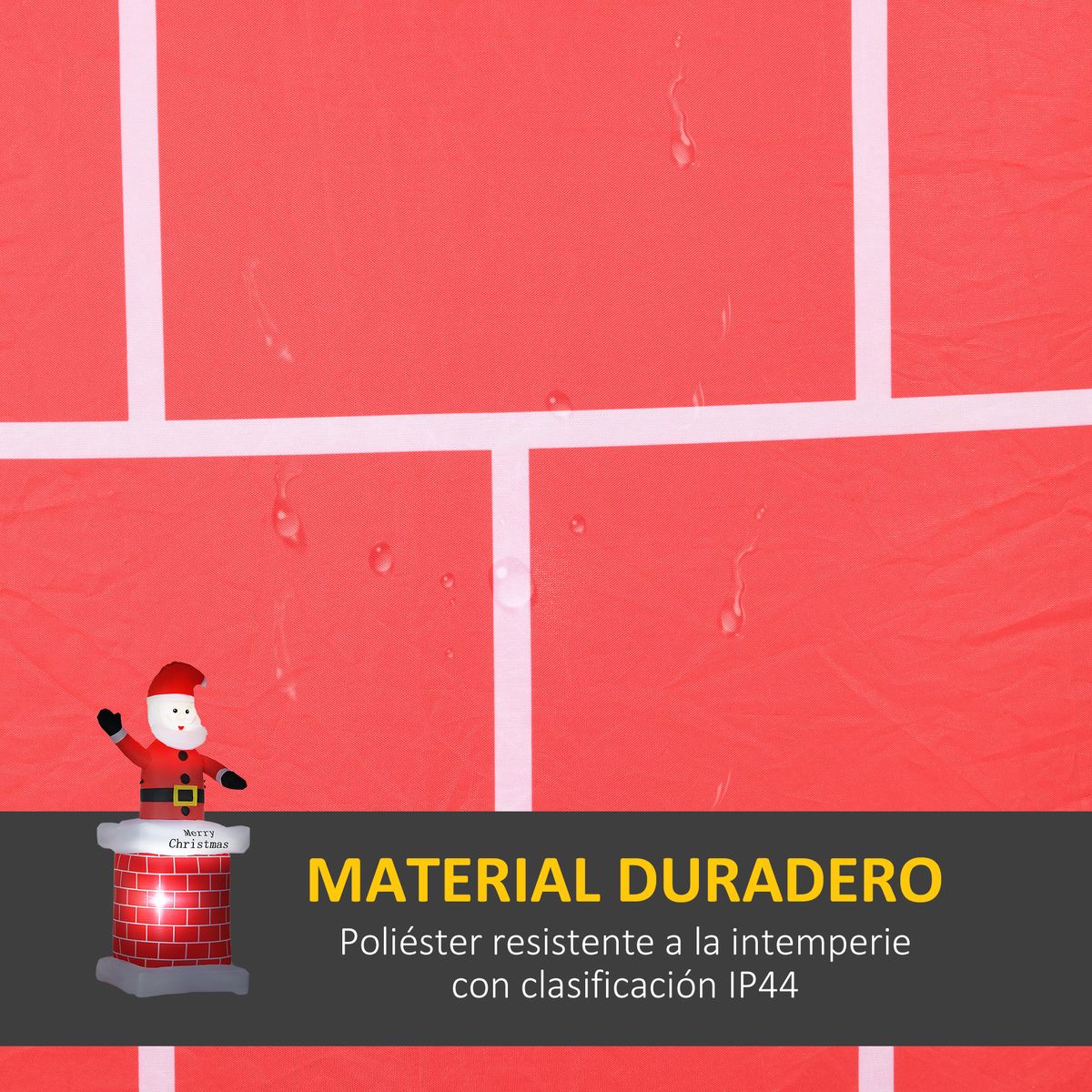 Papá Noel hinchable Homcom 2 luces LED + inflador multicolor 210x80x70 cm
