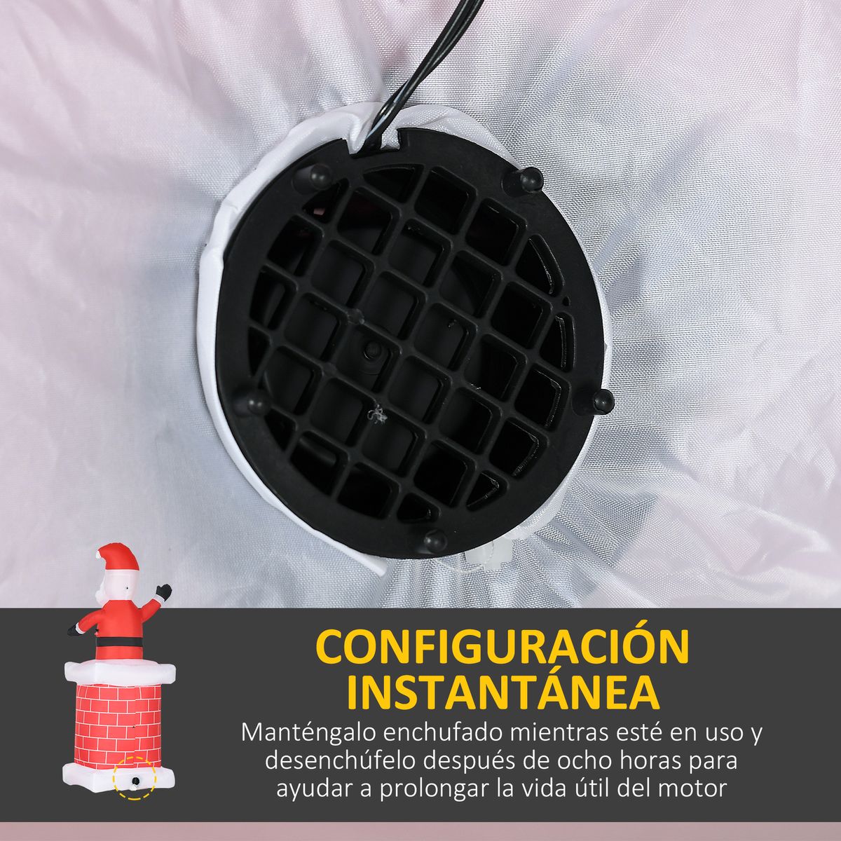 Papá Noel hinchable Homcom 2 luces LED + inflador multicolor 210x80x70 cm