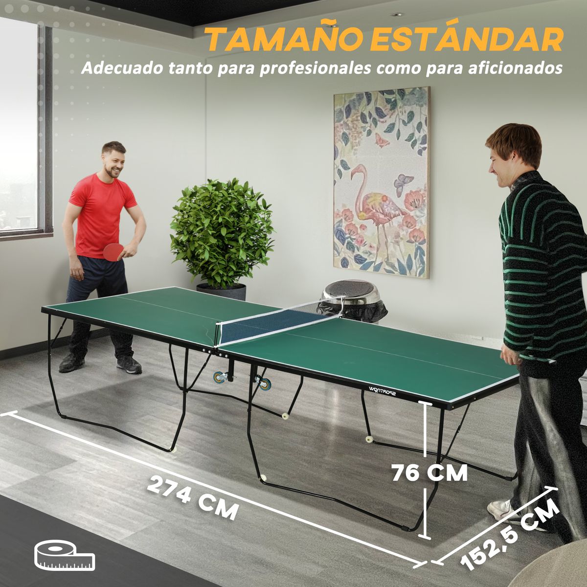 Mesa de ping-pong Hera Sportnow profesional verde 76x152,5x274 cm