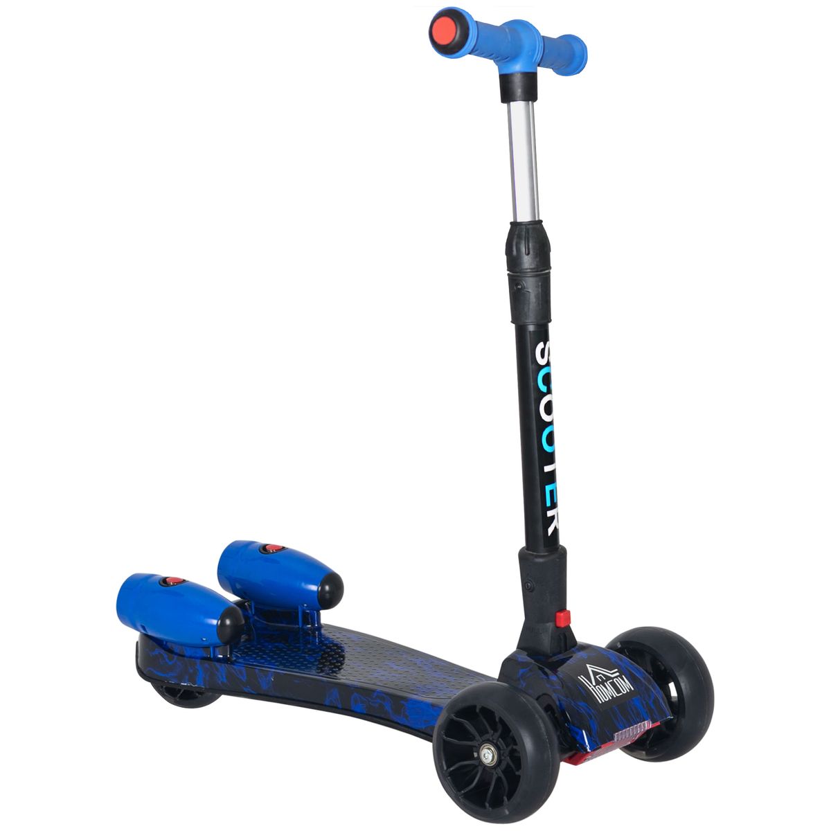 Patinete infantil Scooter Homcom plegable +3A azul 63-81x62x27 cm fondo blanco