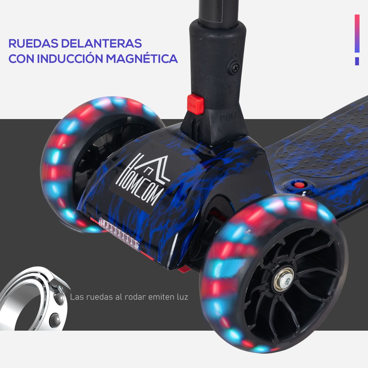 Patinete infantil Scooter Homcom plegable +3A azul 63-81x62x27 cm