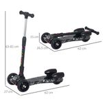 Patinete infantil Scooter Homcom plegable +3A negro 63-81x62x27 cm medidas
