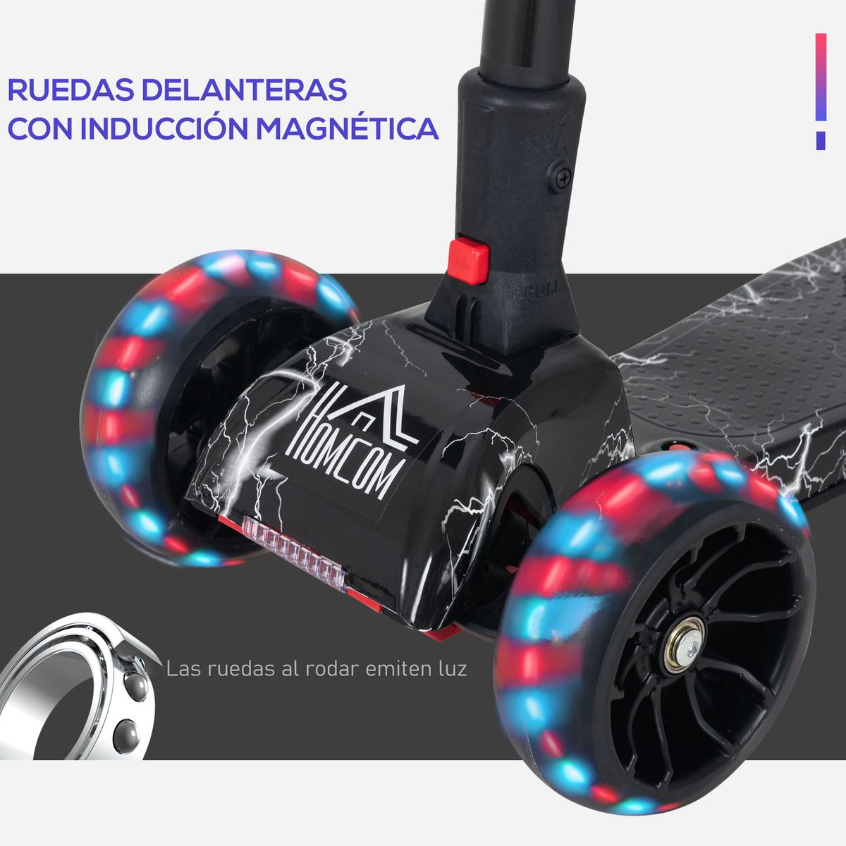 Patinete infantil Scooter Homcom plegable +3A negro 63-81x62x27 cm