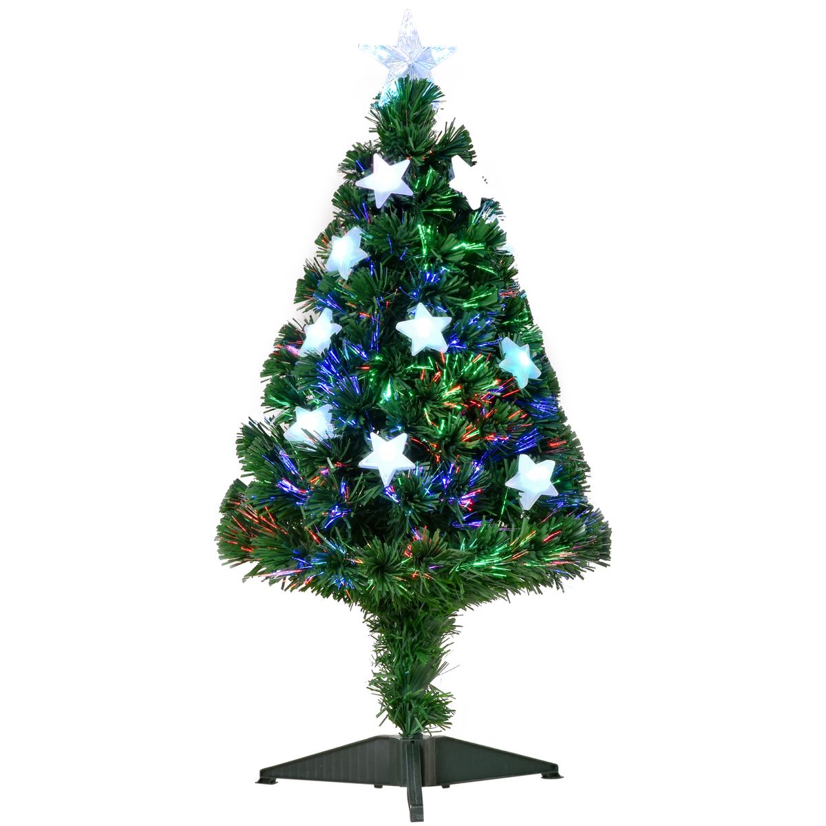 Árbol de Navidad Homcom 90 ramas con 12 LED + decoraciones verde Ø45x90 cm fondo blanco