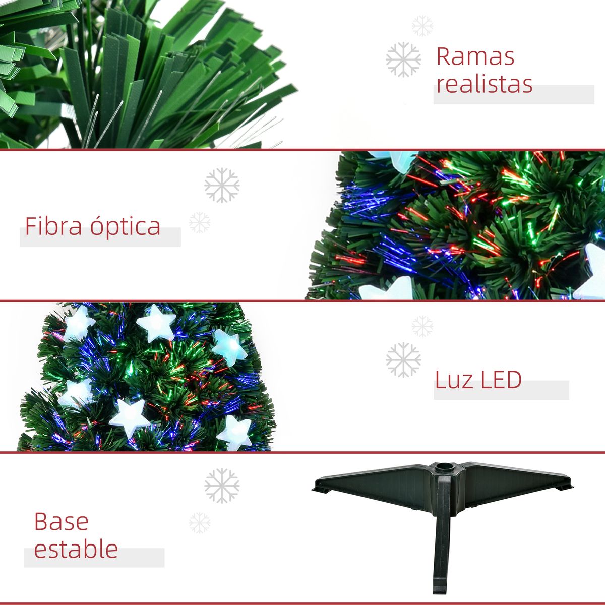 Árbol de Navidad Homcom 90 ramas con 12 LED + decoraciones verde Ø45x90 cm