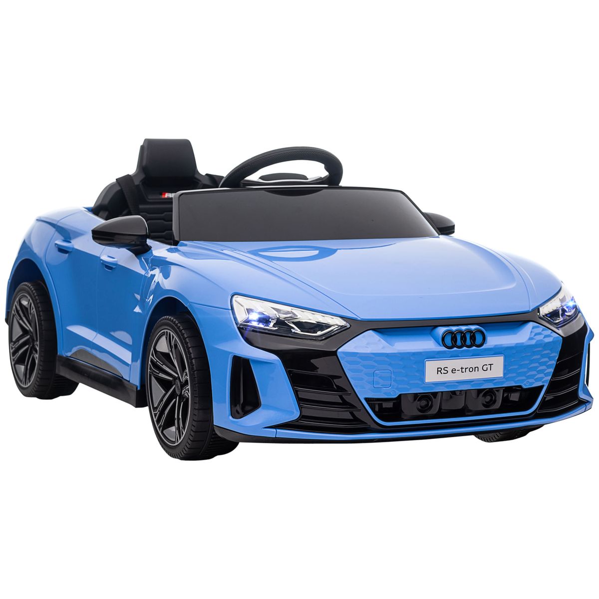 Coche eléctrico Audi RS e-tron GT Homcom con mando +3A azul 41x103x58 cm fondo blanco