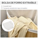 Cesto de ropa sucia Nervión Homcom esquinero con tapa bambú natural 57x38x38 cm