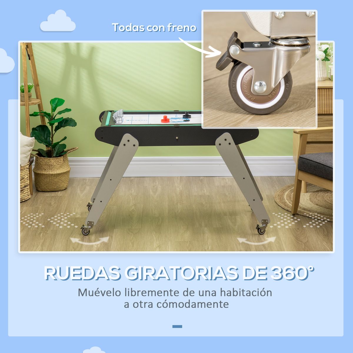 Mesa multijuegos infantil Homcom 6 en 1 +7 años negro 79x120x88 cm
