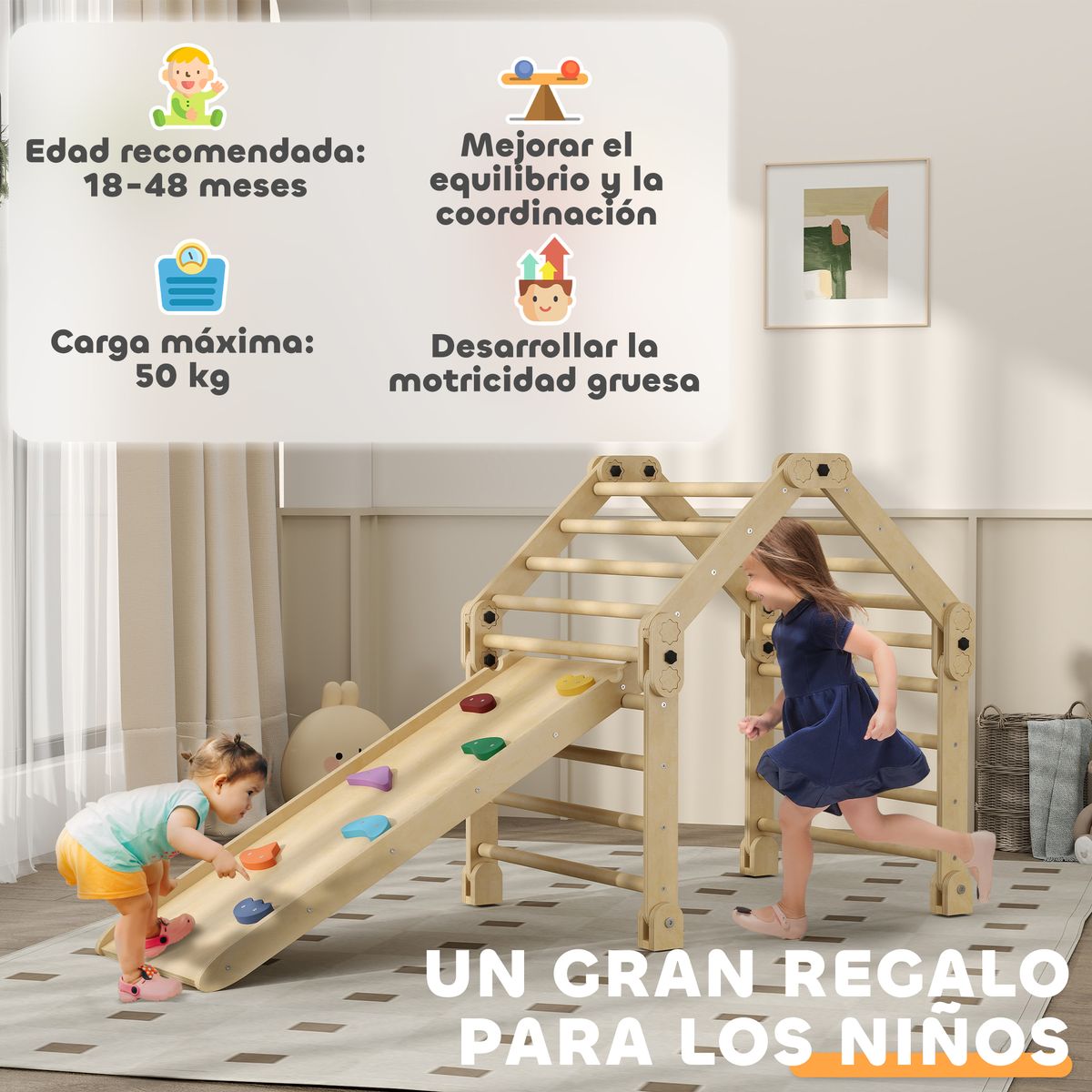 Juego de escalada infantil Aiyaplay 1-4 años multicolor 89x175x70 cm