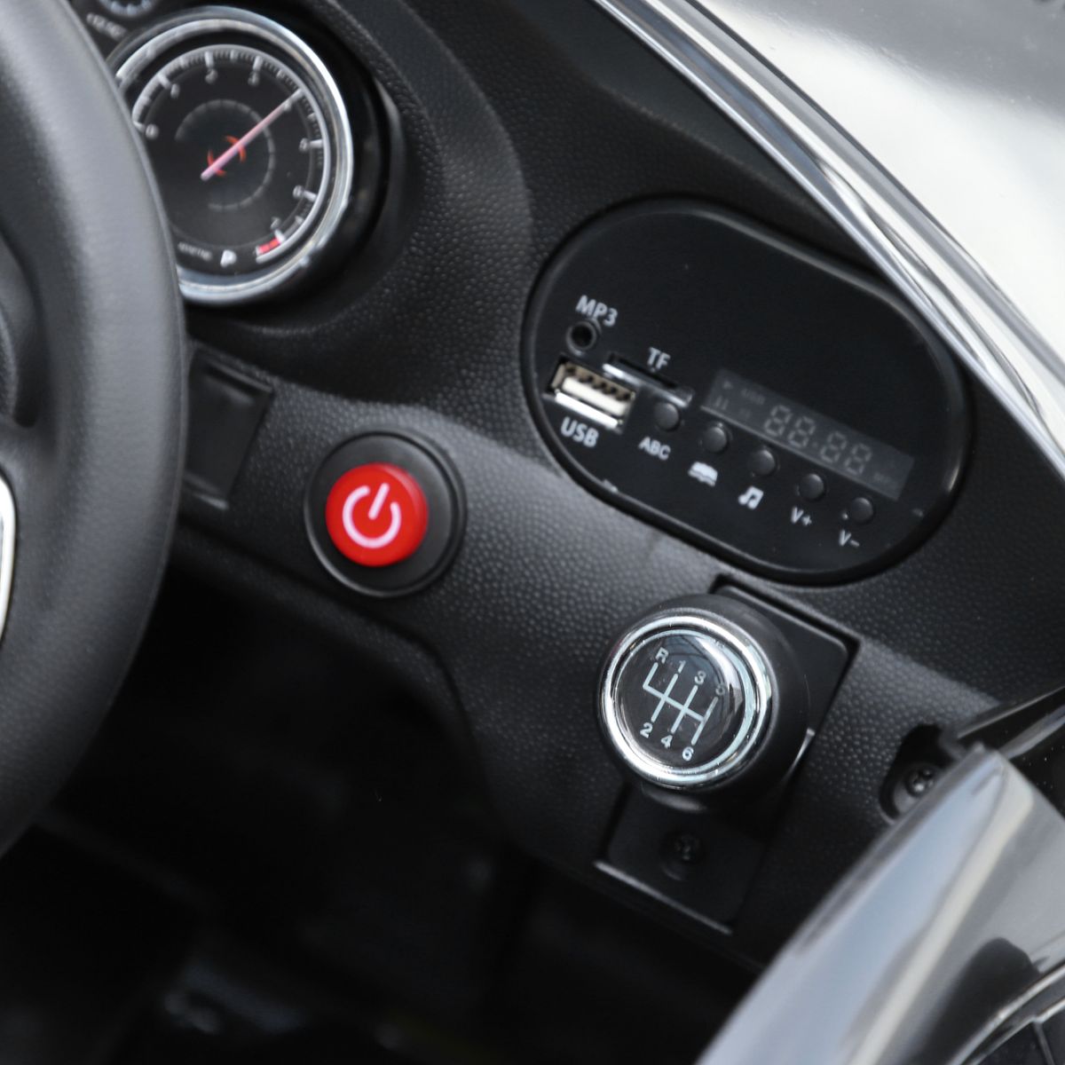 Cochecito eléctrico BMW 6GT Homcom infantil con luces + sonidos +3A negro 51x106x64 cm detalles