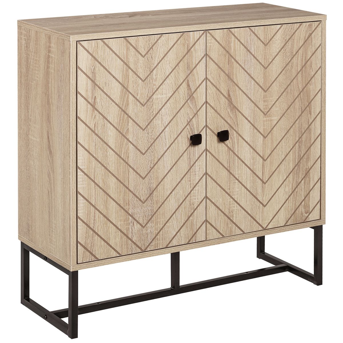 Aparador Ricote Homcom 2 puertas natural 80x80x29,5 cm fondo blanco
