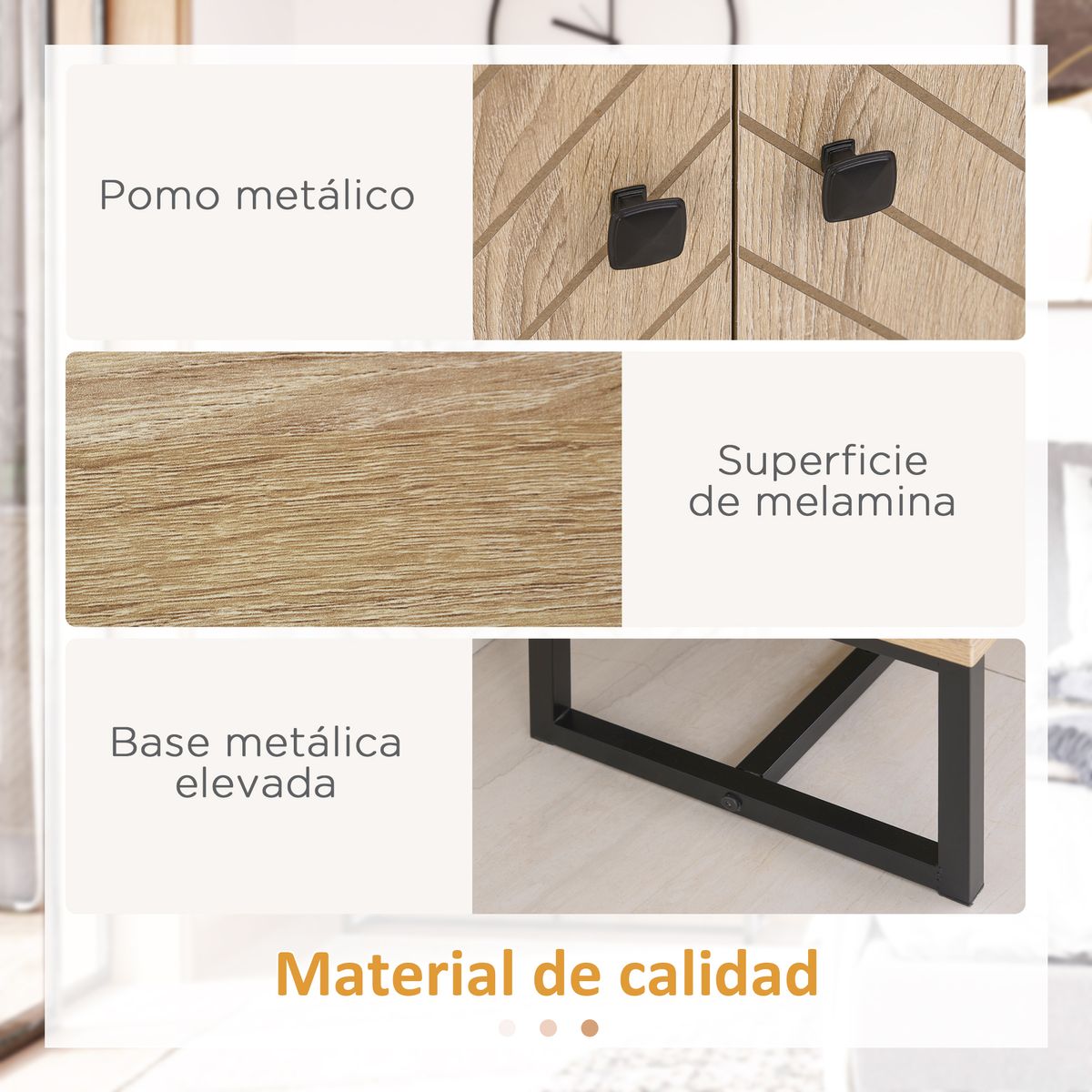 Aparador Ricote Homcom 2 puertas natural 80x80x29,5 cm web
