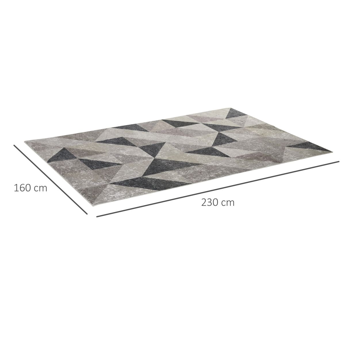 Alfombra Roma Homcom antideslizante gris 160x230 cm medidas