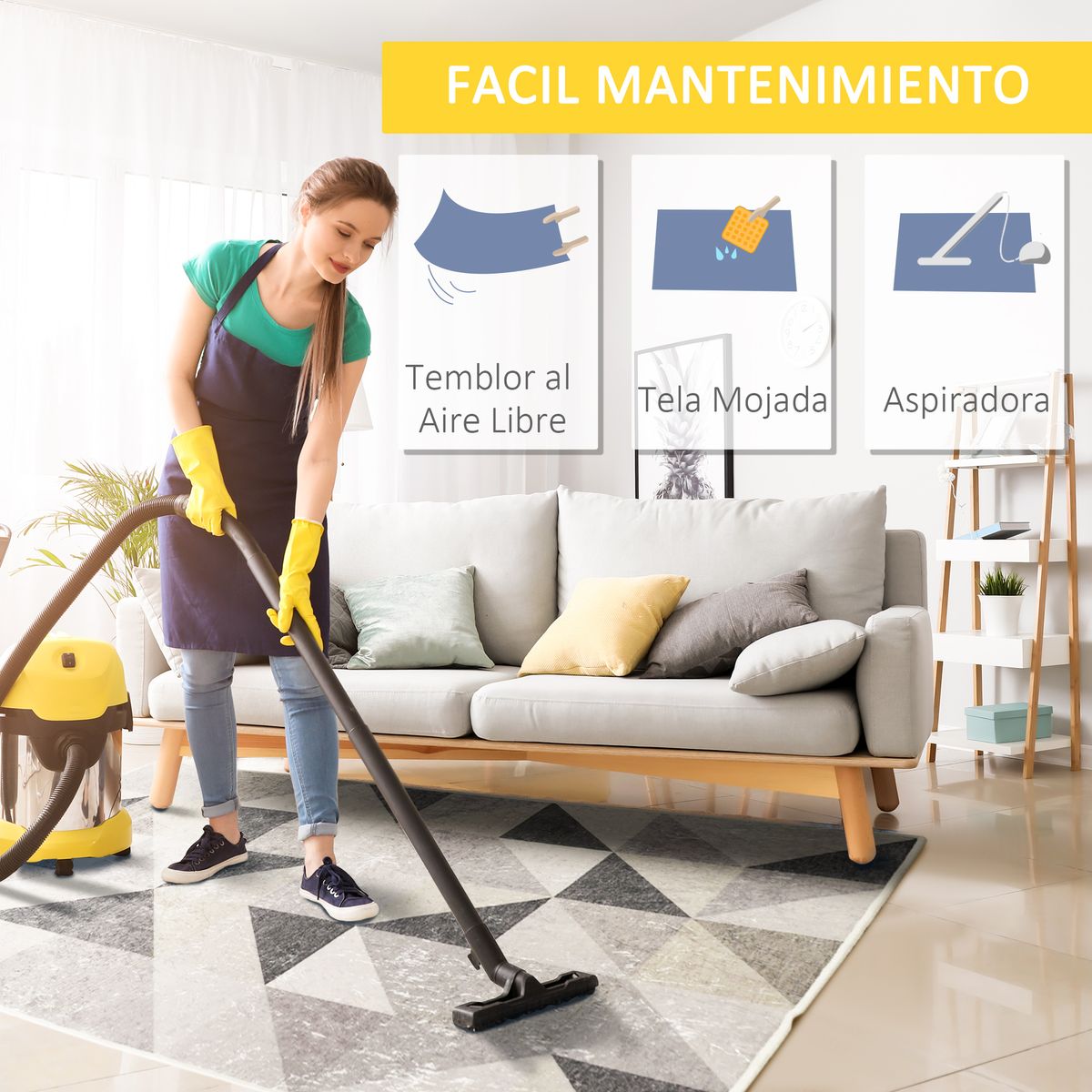 Alfombra Roma Homcom antideslizante gris 160x230 cm