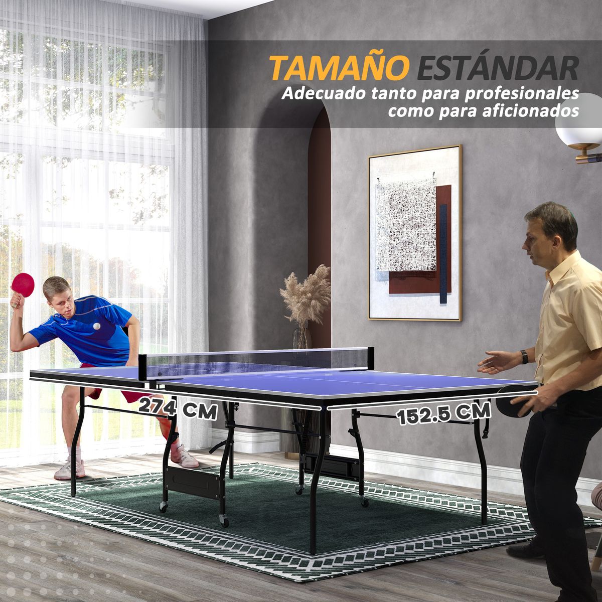 Mesa de ping-pong Nexa Sportnow + palas + pelotas verde 76x152,5x274 cm