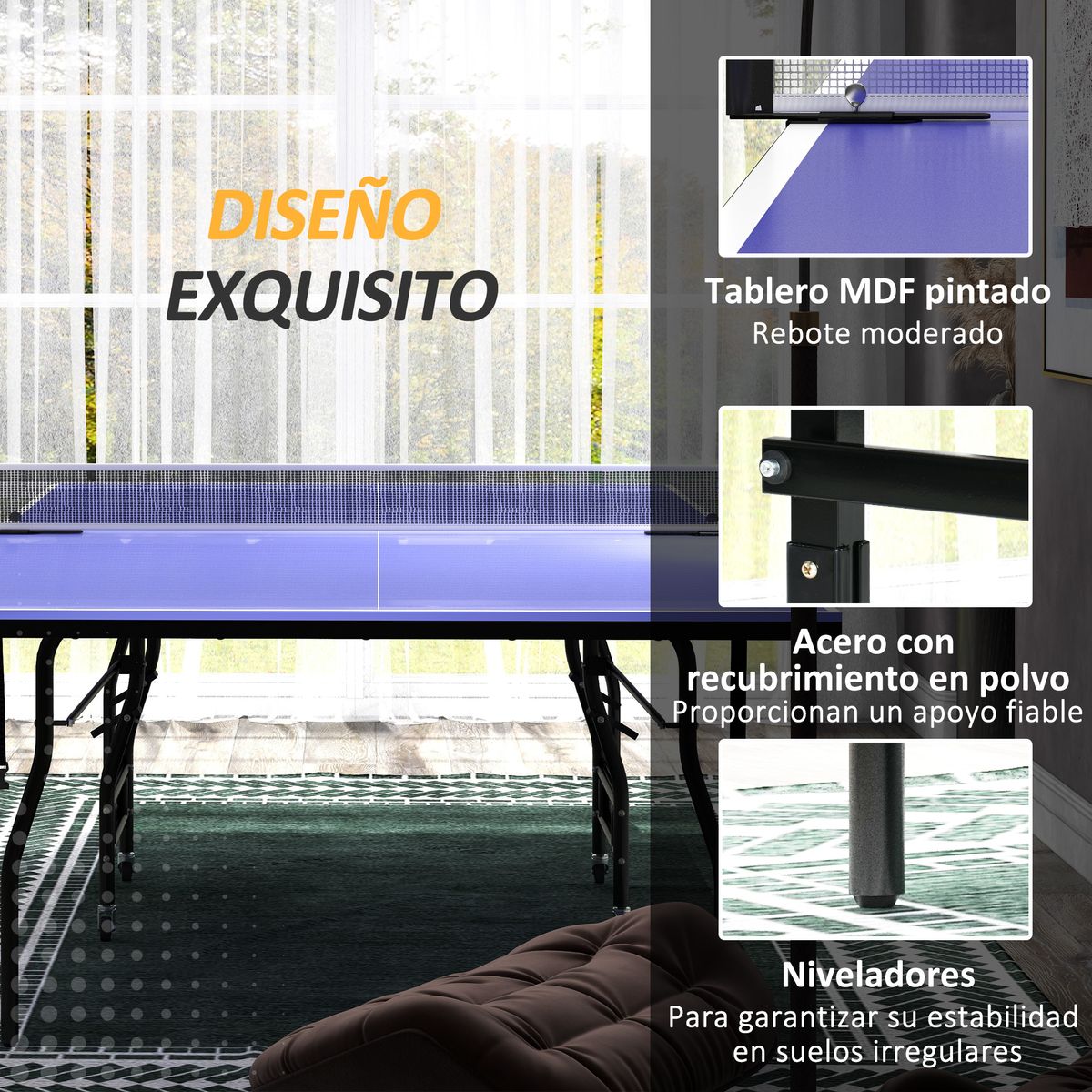 Mesa de ping-pong Nexa Sportnow + palas + pelotas verde 76x152,5x274 cm