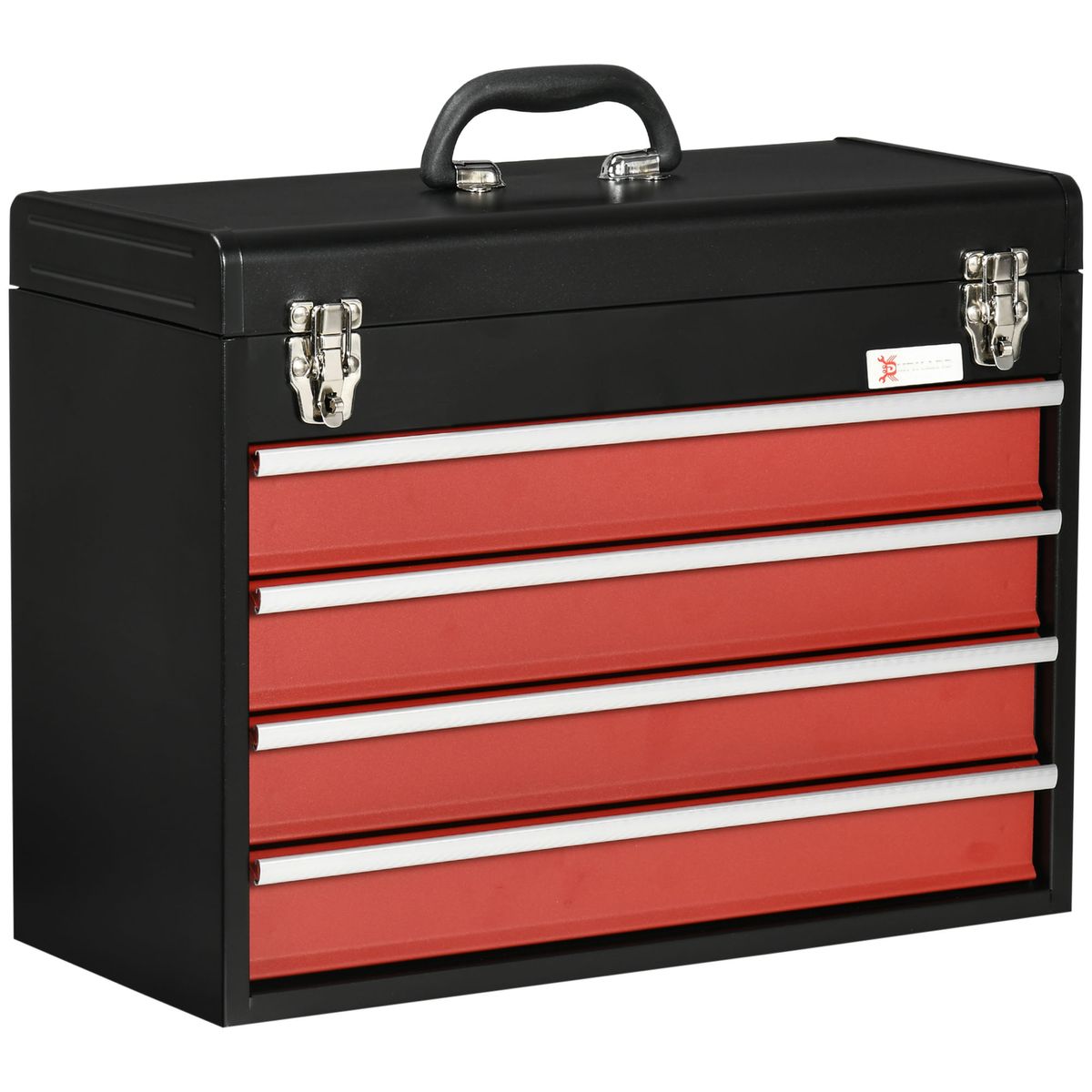 Maletín de herramientas Durhand con 3 cajones + caja rojo 27x45x24 cm fondo blanco
