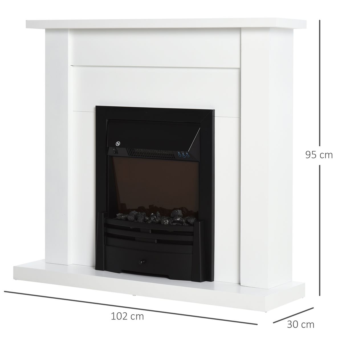 Chimenea eléctrica Classic Homcom 2000W 5 modos + temporizador blanco 95x102x30 cm