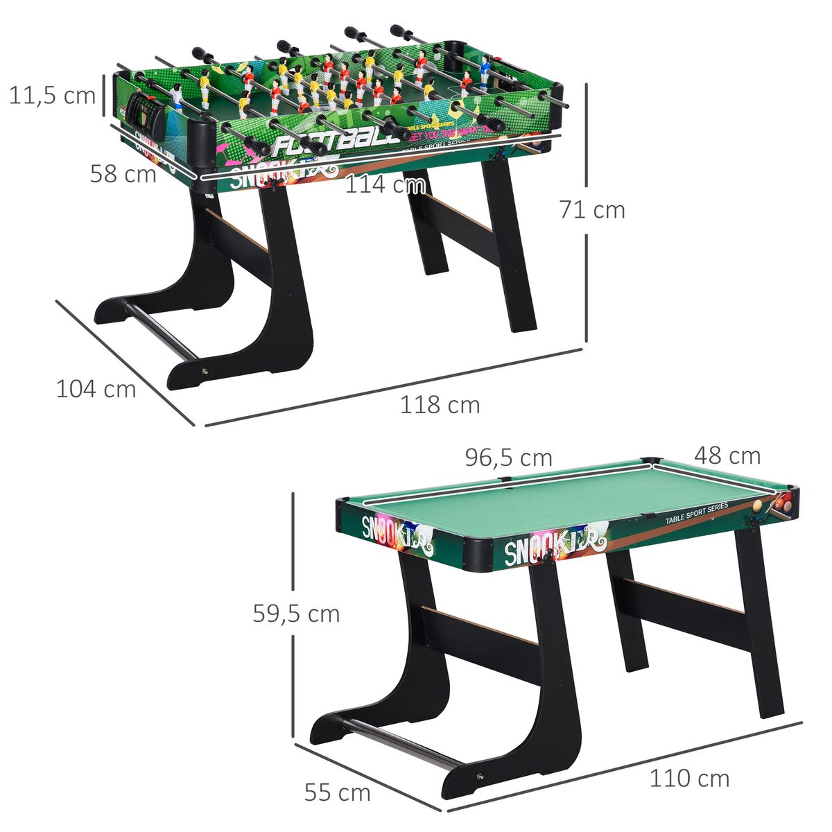 Mesa multijuegos infantil Homcom 6 en 1 +7 años multicolor 71x118x104 cm medidas