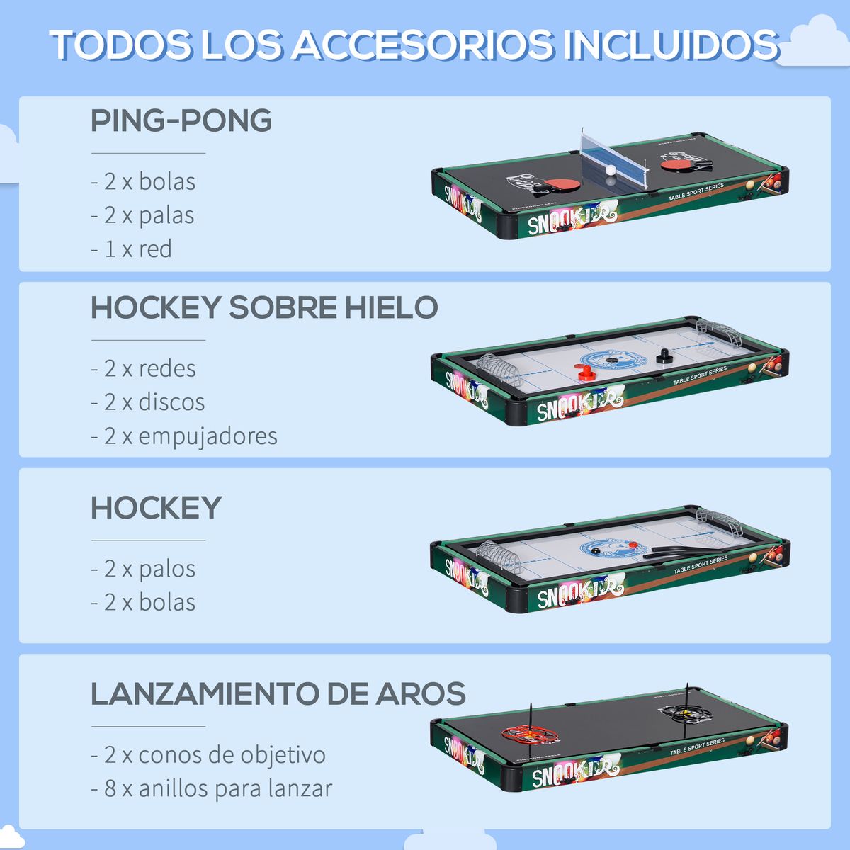 Mesa multijuegos infantil Homcom 6 en 1 +7 años multicolor 71x118x104 cm