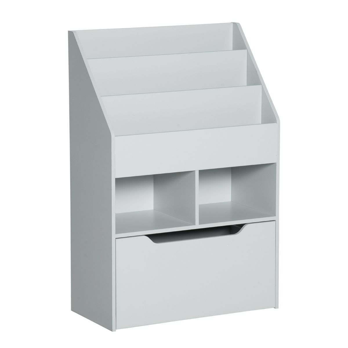 Estantería Moni Homcom 3 compartimentos + 2 cubos + cajón gris 90x60x29,9 cm fondo blanco