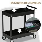 Carro de herramientas Durhand 2 niveles con asa + ruedas negro 84x84,5x38 cm