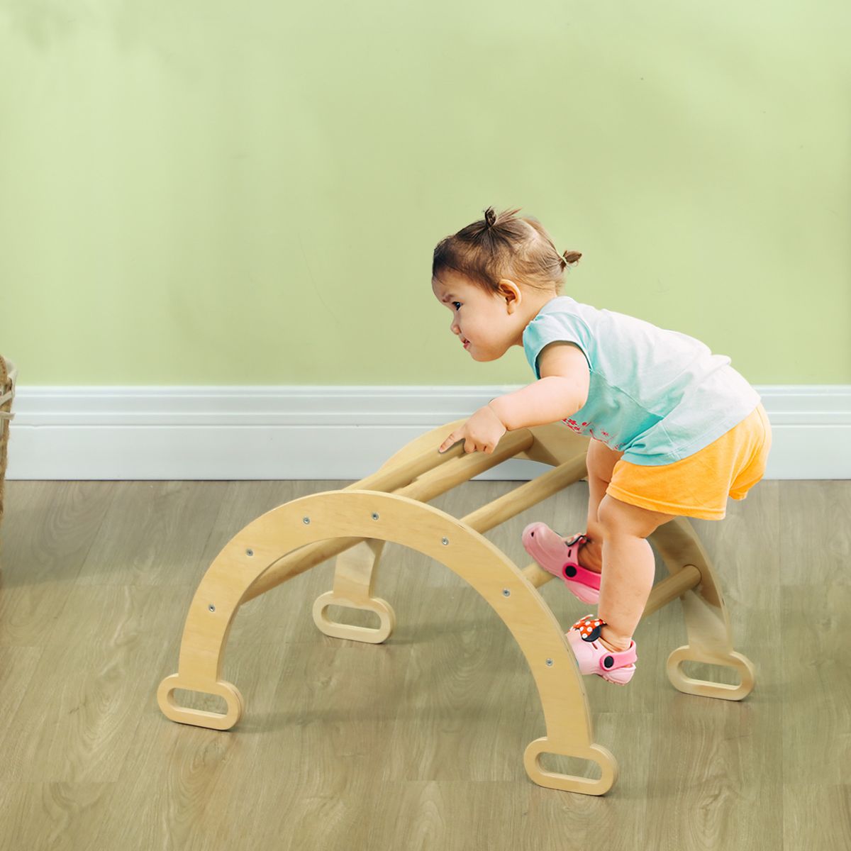 Arco de escalada infantil Aiyaplay 1-4 años natural 36x68x42 cm animada