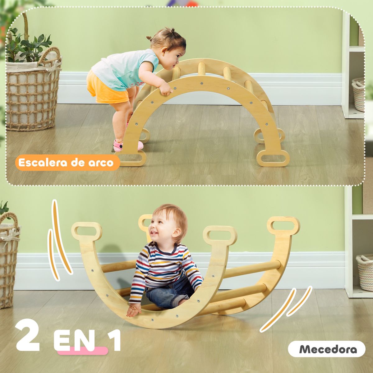 Arco de escalada infantil Aiyaplay 1-4 años natural 36x68x42 cm