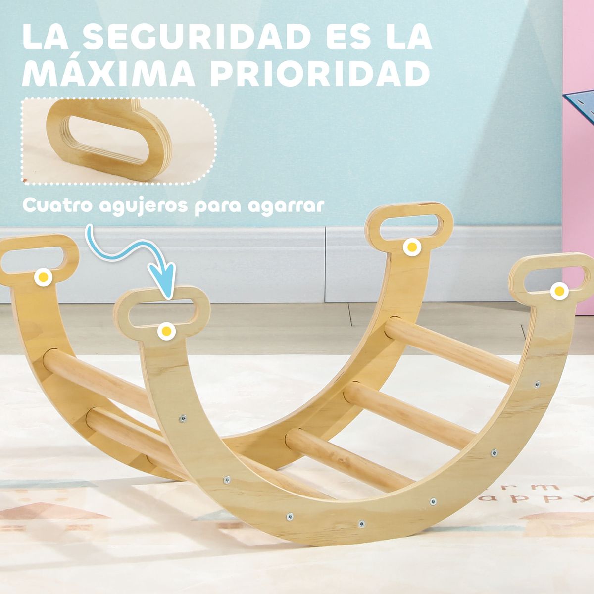 Arco de escalada infantil Aiyaplay 1-4 años natural 36x68x42 cm