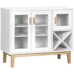 Aparador Nórdica Homcom 3 puertas + botellero blanco 75x90x37 cm fondo blanco