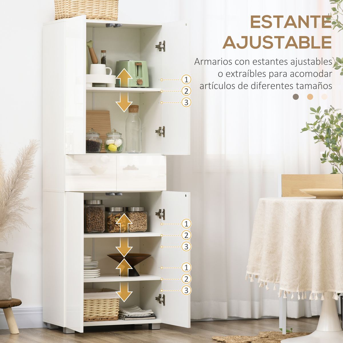 Aparador Viento Homcom 4 puertas + 2 cajones blanco 170x60x35 cm caracteristicas