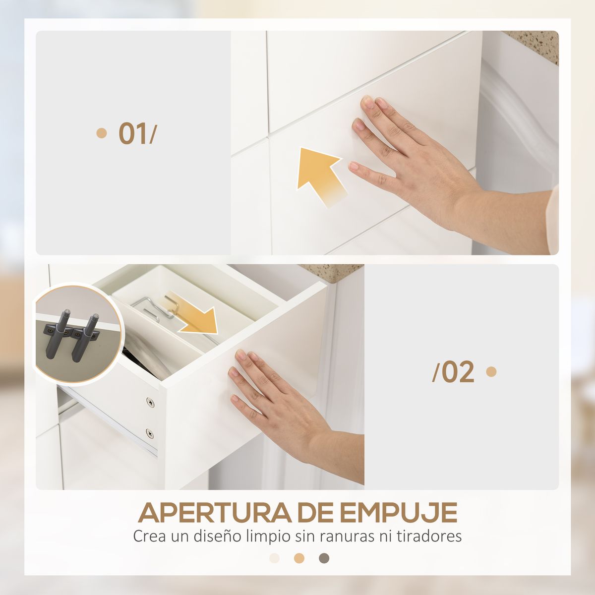 Aparador Viento Homcom 4 puertas + 2 cajones blanco 170x60x35 cm