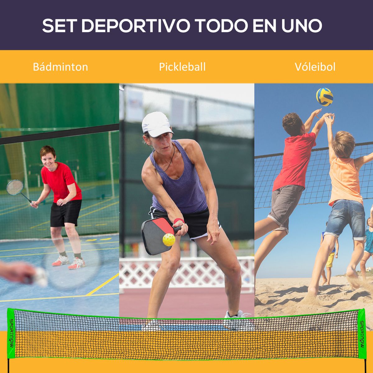 Set deportivo Olea Sportnow 3 en 1 plegable verde 155x510x103 cm