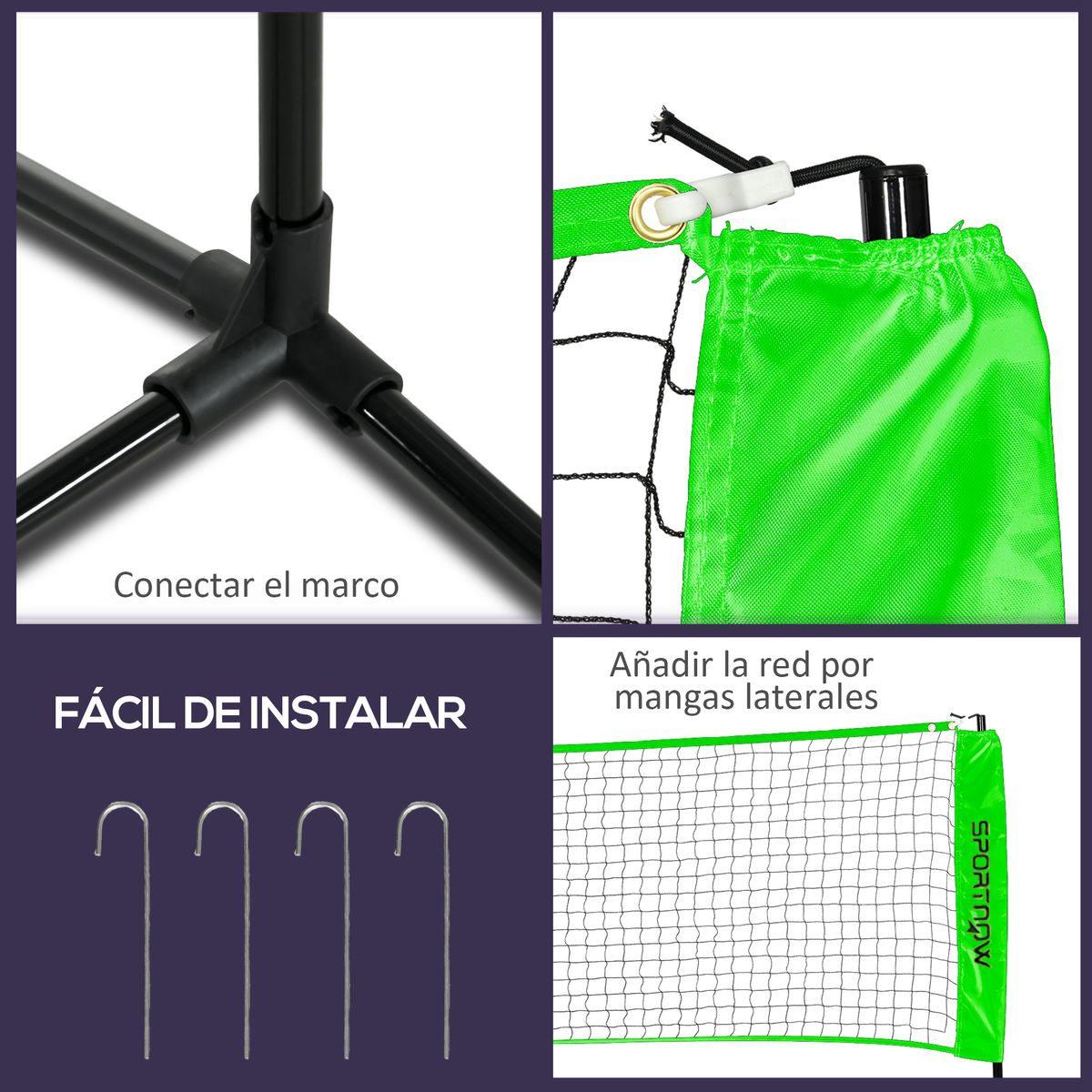Set deportivo Olea Sportnow 3 en 1 plegable verde 155x510x103 cm