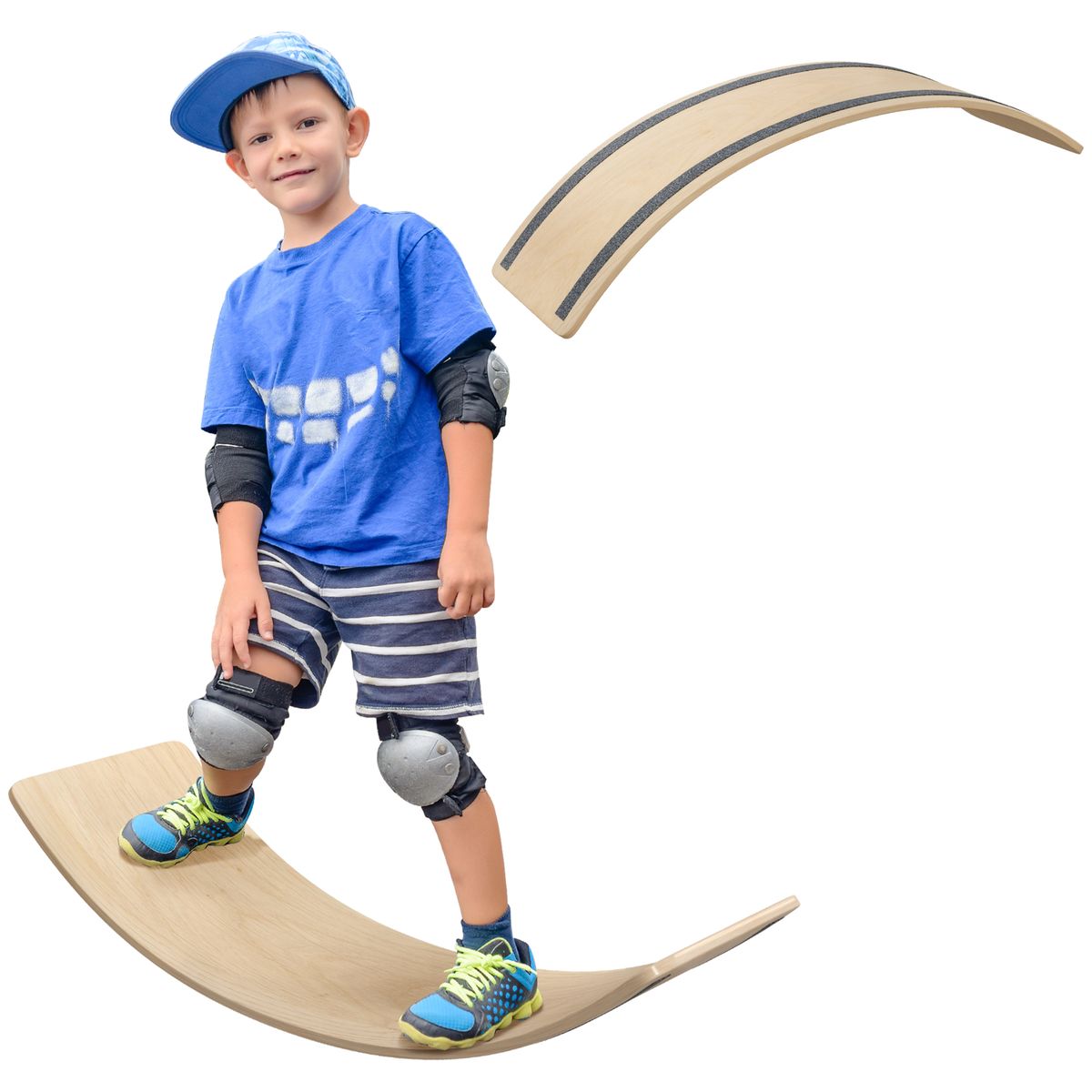 Tabla de equilibrio infantil Skat Aiyaplay +3A natural 19x90x29 cm fondo blanco