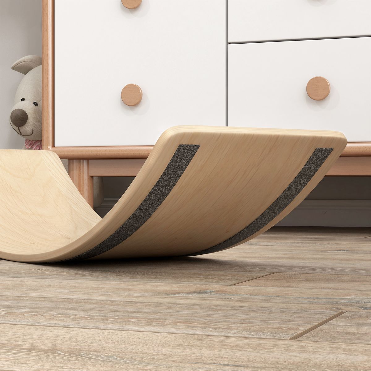 Tabla de equilibrio infantil Skat Aiyaplay +3A natural 19x90x29 cm detalle