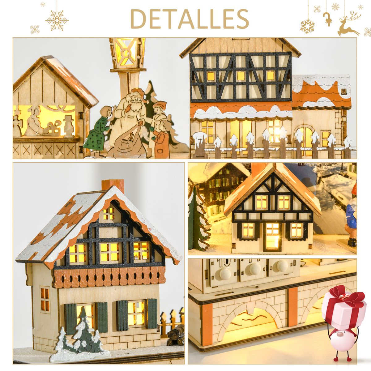 Calendario de Adviento decorativo Homcom 24 cajones para llenar natural 37x44x10 cm
