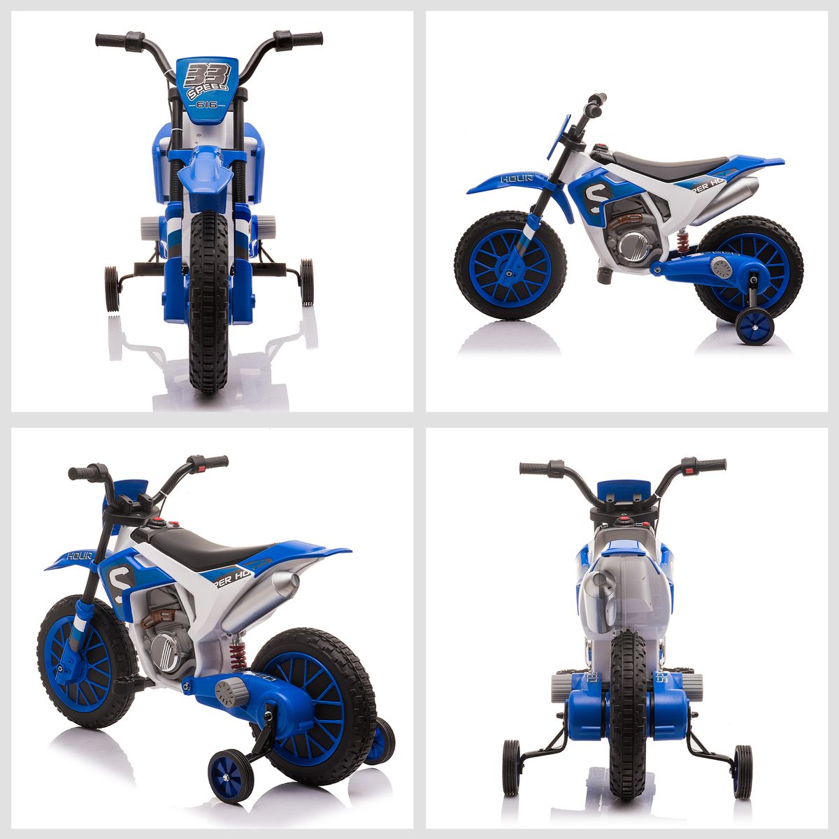 Moto eléctrica Speed Homcom con ruedines +3A azul 68x106,5x51,5 cm caracteristicas