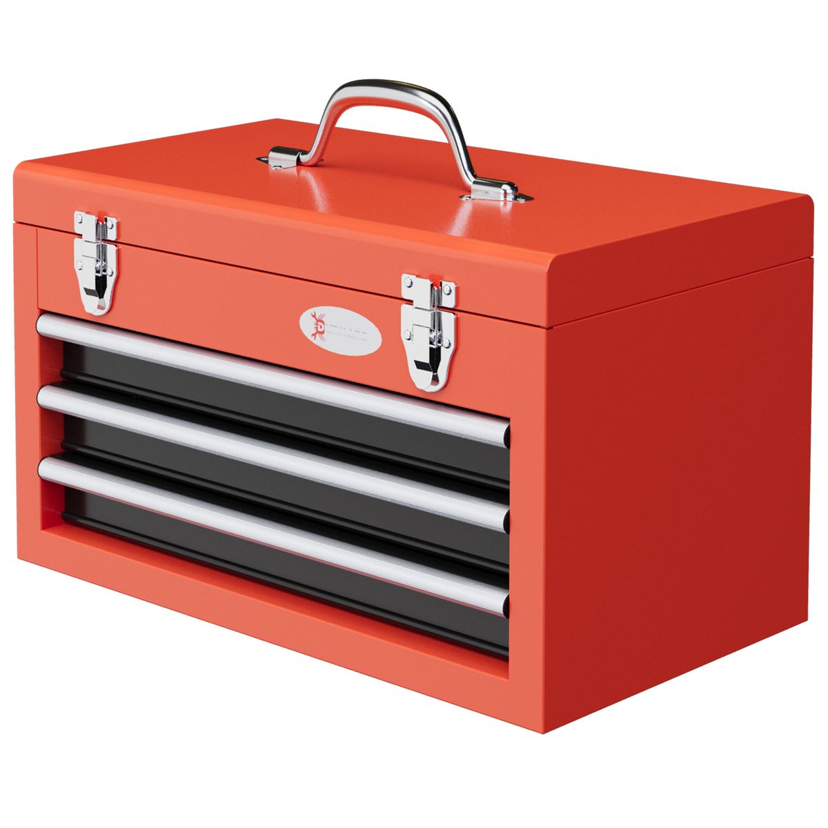 Caja de herramientas Durhand 3 cajones + caja superior rojo 27x45x24 cm fondo blanco