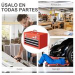 Caja de herramientas Durhand 3 cajones + caja superior rojo 27x45x24 cm